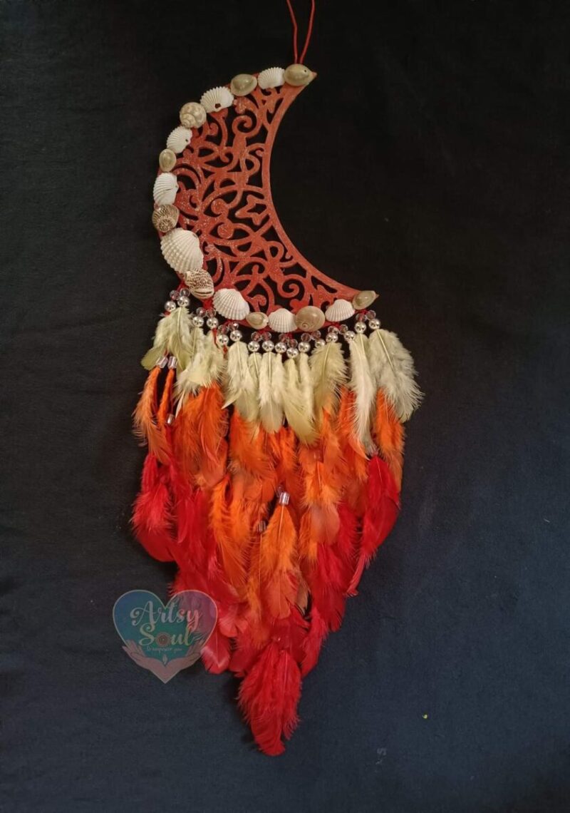 Sunset Serenade: Crescent Dreamcatcher with Shells