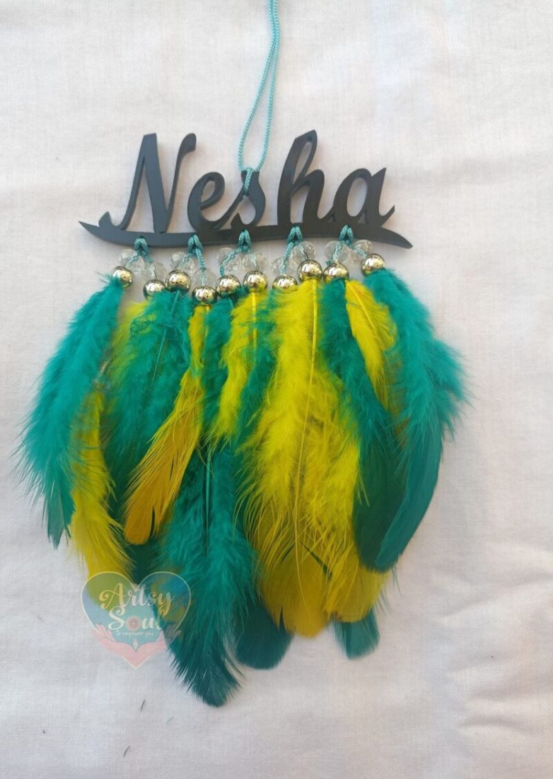 Winged Wonder: Personalized Feathered Name Wall Hanging