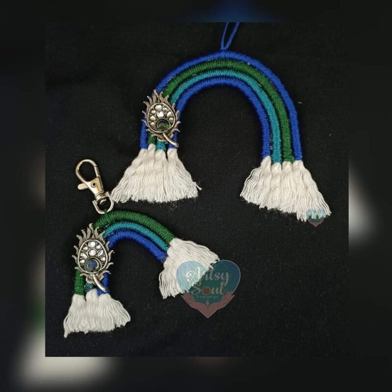 Peacock Perfection: Bagcharm and Car Hanging Combo