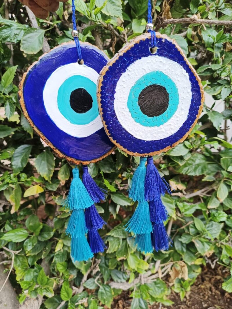 Guardian of Positivity: Evil Eye Wooden Door Hanging