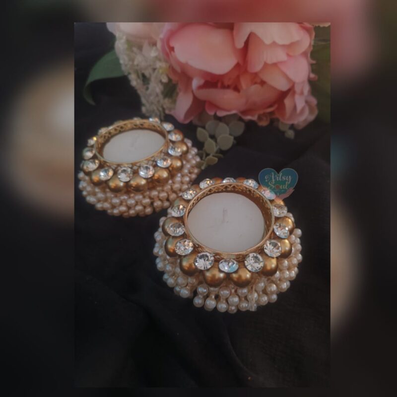 Pearls of Radiance: Luxury Golden Diya for Diwali