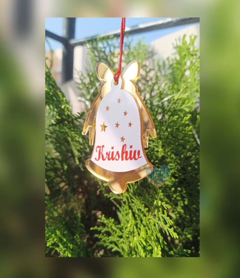 Golden Elegance: Customized Bell Ornament for Festive Delight