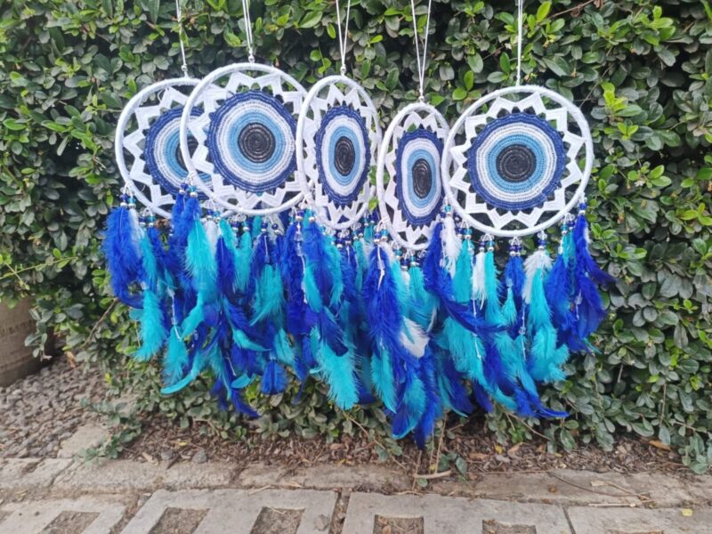 Evil Eye Guardian: Artisan Crochet Dreamcatcher Creation