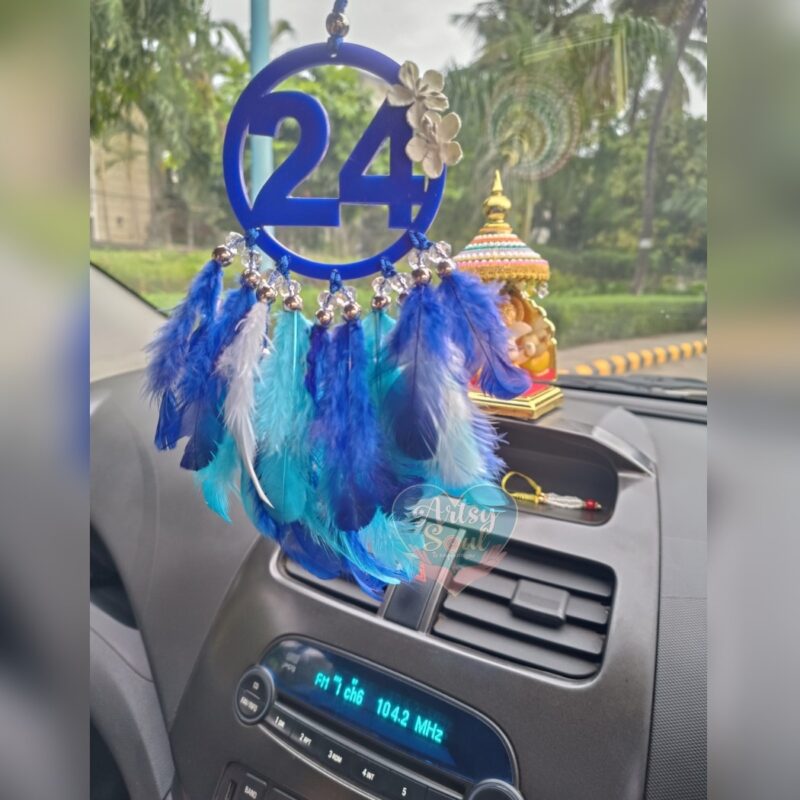 Number 24 in Blue: Handmade Car Hanger for Stylish Drives