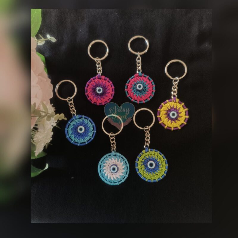 BohoGuard: Handmade Dreamcatcher Evil Eye Keychain