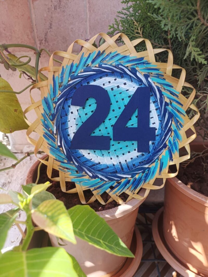 Lucky Number 24: Handmade Bamboo Mat Wall Decor for Prosperity and Happiness