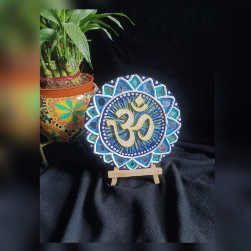 Aum Aura: Blue Lippan Art for Peaceful Decor & Special Celebrations