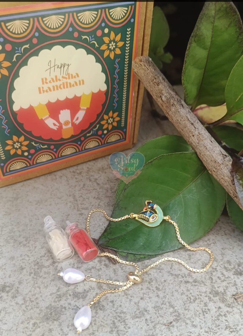 Beautiful Peacock Feather Rakhi for Raksha Bandhan