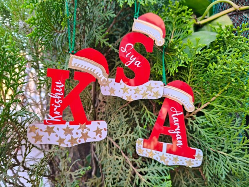 Personalized Christmas Magic Ornaments ( set of 2 - any alphabet)